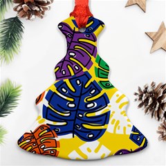 Pattern Leaves Grey Christmas Tree Ornament (two Sides)