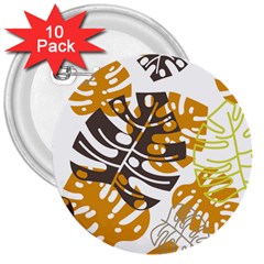 Pattern Leaves 3  Buttons (10 Pack) 