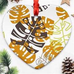 Pattern Leaves Heart Ornament (two Sides)