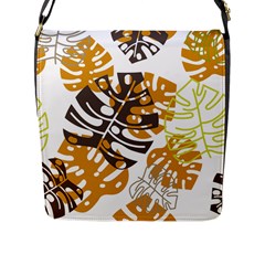 Pattern Leaves Flap Closure Messenger Bag (l)