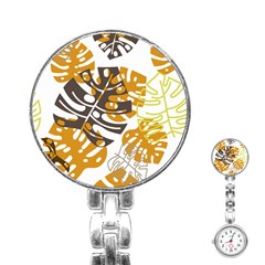 Pattern Leaves Stainless Steel Nurses Watch