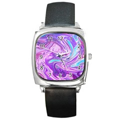 Pattern Texture Art Rainbow Square Metal Watch