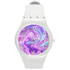 Pattern Texture Art Rainbow Round Plastic Sport Watch (m) by HermanTelo