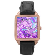 Pattern Texture Art Rainbow Rose Gold Leather Watch 