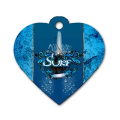 Sport, Surfboard With Water Drops Dog Tag Heart (one Side) by FantasyWorld7