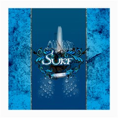 Sport, Surfboard With Water Drops Medium Glasses Cloth by FantasyWorld7