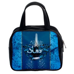 Sport, Surfboard With Water Drops Classic Handbag (two Sides) by FantasyWorld7