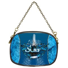 Sport, Surfboard With Water Drops Chain Purse (one Side) by FantasyWorld7