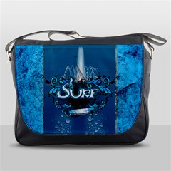 Sport, Surfboard With Water Drops Messenger Bag by FantasyWorld7