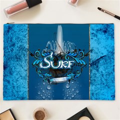 Sport, Surfboard With Water Drops Cosmetic Bag (xxl) by FantasyWorld7