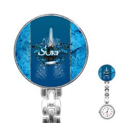 Sport, Surfboard With Water Drops Stainless Steel Nurses Watch by FantasyWorld7