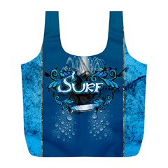 Sport, Surfboard With Water Drops Full Print Recycle Bag (l) by FantasyWorld7