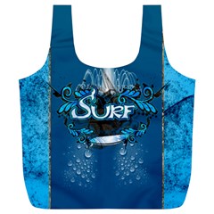 Sport, Surfboard With Water Drops Full Print Recycle Bag (xl) by FantasyWorld7