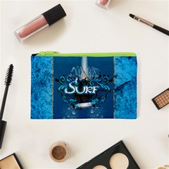 Sport, Surfboard With Water Drops Cosmetic Bag (xs) by FantasyWorld7