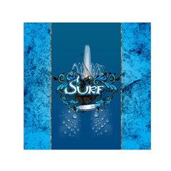 Sport, Surfboard With Water Drops Small Satin Scarf (square) by FantasyWorld7