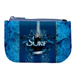 Sport, Surfboard With Water Drops Large Coin Purse Front