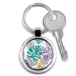 Pattern Leaves Rainbow Key Chain (Round) Front