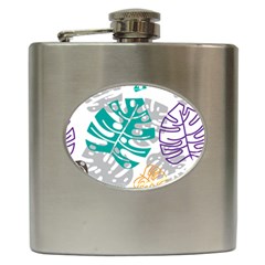 Pattern Leaves Rainbow Hip Flask (6 Oz) by HermanTelo