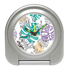 Pattern Leaves Rainbow Travel Alarm Clock