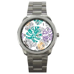 Pattern Leaves Rainbow Sport Metal Watch