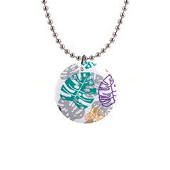 Pattern Leaves Rainbow 1  Button Necklace by HermanTelo