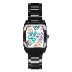 Pattern Leaves Rainbow Stainless Steel Barrel Watch