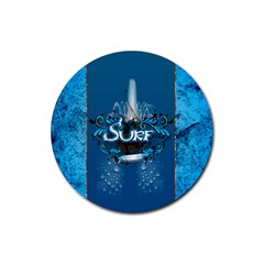 Sport, Surfboard With Water Drops Rubber Coaster (round)  by FantasyWorld7