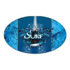 Sport, Surfboard With Water Drops Oval Magnet by FantasyWorld7