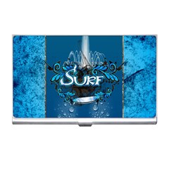 Sport, Surfboard With Water Drops Business Card Holder by FantasyWorld7