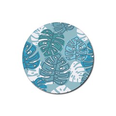 Pattern Leaves Banana Rubber Coaster (round)  by HermanTelo