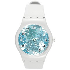 Pattern Leaves Banana Round Plastic Sport Watch (m)