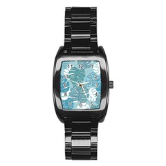 Pattern Leaves Banana Stainless Steel Barrel Watch