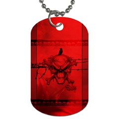 Awesome Creepy Skull With Crowm In Red Colors Dog Tag (One Side)