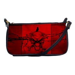 Awesome Creepy Skull With Crowm In Red Colors Shoulder Clutch Bag by FantasyWorld7