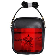 Awesome Creepy Skull With Crowm In Red Colors Girls Sling Bag by FantasyWorld7