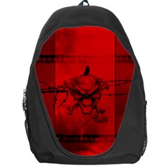 Awesome Creepy Skull With Crowm In Red Colors Backpack Bag by FantasyWorld7