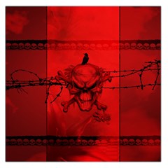 Awesome Creepy Skull With Crowm In Red Colors Large Satin Scarf (Square)