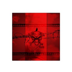 Awesome Creepy Skull With Crowm In Red Colors Satin Bandana Scarf