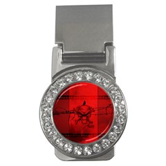 Awesome Creepy Skull With Crowm In Red Colors Money Clips (CZ) 