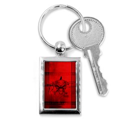 Awesome Creepy Skull With Crowm In Red Colors Key Chain (rectangle) by FantasyWorld7