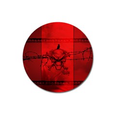 Awesome Creepy Skull With Crowm In Red Colors Magnet 3  (round) by FantasyWorld7