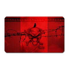 Awesome Creepy Skull With Crowm In Red Colors Magnet (rectangular) by FantasyWorld7