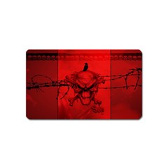 Awesome Creepy Skull With Crowm In Red Colors Magnet (Name Card)