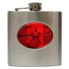 Awesome Creepy Skull With Crowm In Red Colors Hip Flask (6 Oz) by FantasyWorld7