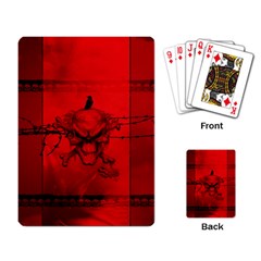 Awesome Creepy Skull With Crowm In Red Colors Playing Cards Single Design