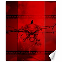 Awesome Creepy Skull With Crowm In Red Colors Canvas 8  x 10 