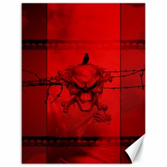 Awesome Creepy Skull With Crowm In Red Colors Canvas 12  x 16 