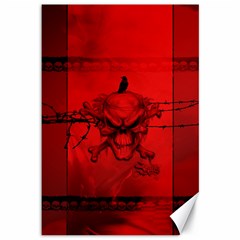 Awesome Creepy Skull With Crowm In Red Colors Canvas 12  X 18  by FantasyWorld7