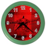 Awesome Creepy Skull With Crowm In Red Colors Color Wall Clock Front