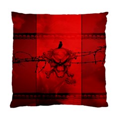 Awesome Creepy Skull With Crowm In Red Colors Standard Cushion Case (one Side) by FantasyWorld7